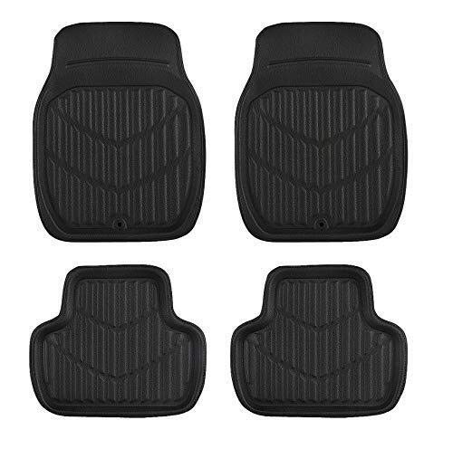 Yting Black/Red Car Floor Mats,Rubber Floor Car Mat All Weather Car Boot Protector Pad 8.10 (Color : Full Set Black)