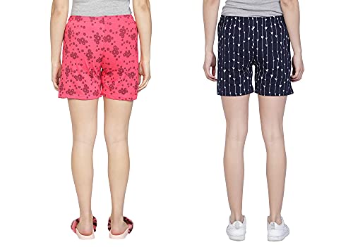 Image of Club A9 Women's Regular Fit Cotton Printed Shorts (Multicolor,2XL) (Pack of 2) (WSCOM2 211 XXL)