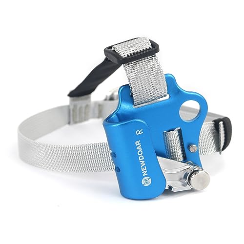Image of NewDoar Hand Ascender & Foot Ascender & Foot Loop Set for Tree Arborist Rappelling Gear Equipment CE Certified Rope Clamp for 8~13MM Rope (Right Blue Set)