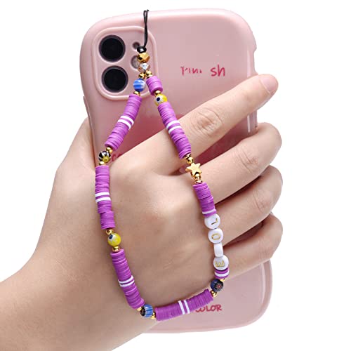 Cordon Perles Colorées Chaîne De Téléphone Portable - Perles Cristal Colorées - Longueur 30cm - Anti-Perte - Déco Style - Cadeau Femme Pendentif Téléphone élégant