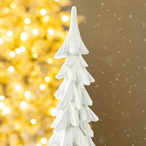 Image of Glitzhome 14.75 inch H Resin Mini Table Tree, Artificial Christmas Trees for Home Standing Ornaments Party Desktop Decoration
