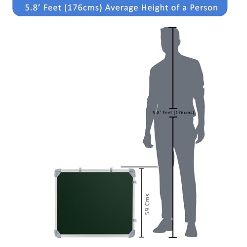Image of Eduway 2x2 Feet Kunj Non-Magnetic Double-Sided Chalk Board & White Board (Combo Pack) with 1 Wooden Duster, 2 Chalk Holders, 10 Non-Dust Chalk Sticks for Kids, School, Teaching, (59x59 Cms) - Green