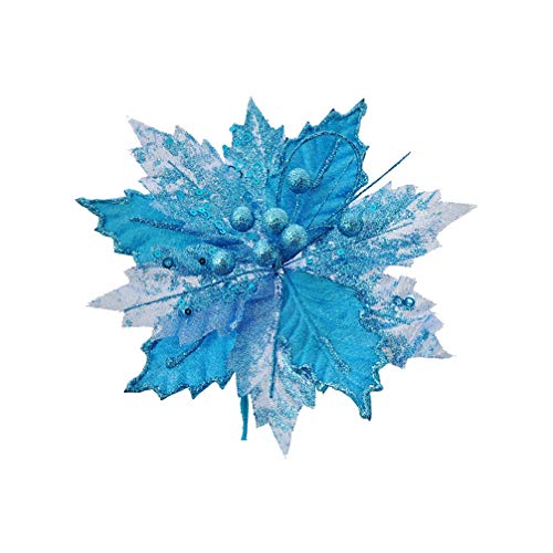 Fleurs de Noël artificielles bleues pour une couronne d'hiver magique