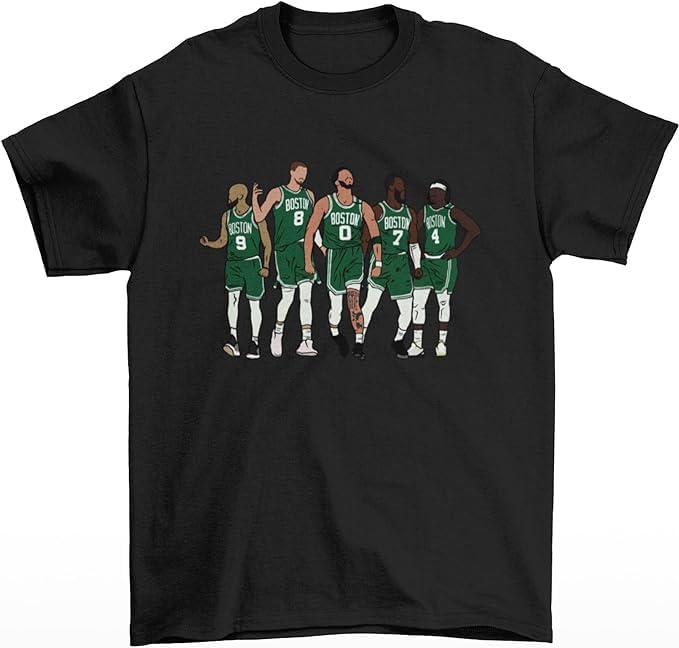 Generic D White, KP, Jrue and The Jays Boston Basketball T-Shirt, Natural,green,black,white