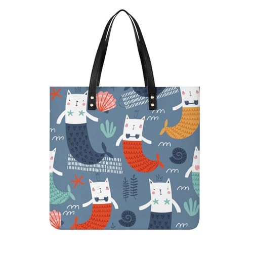 Sac à main shopper chat licorne pour femme grand tote bag à bandoulière