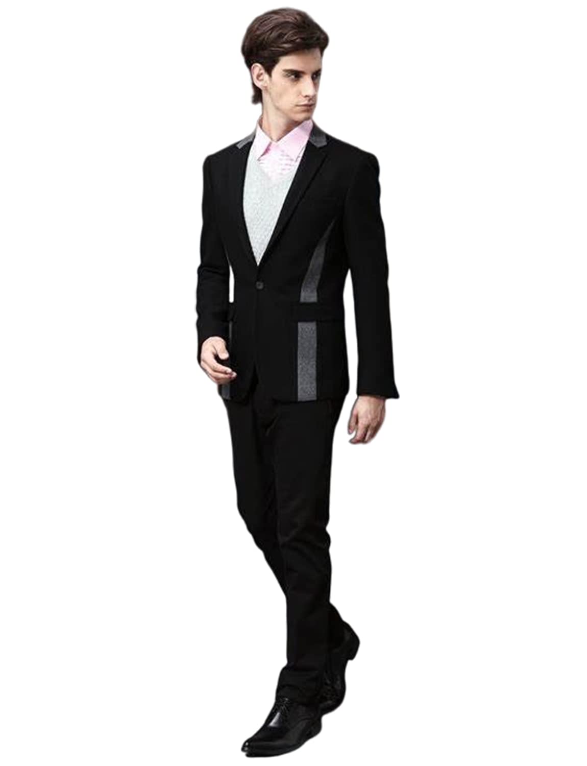 Uomo Vestito 2 Pezzi da Sposa Smoking Giacca Pantaloni Un Pulsante Abiti