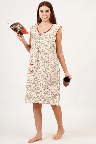 Image of Breezly Woman's Long Short Calf Length Pure Cotton Nighty