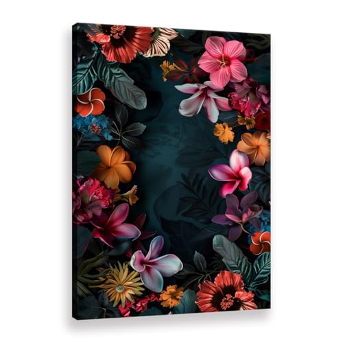 Impression sur toile fleurs multicolores grand format 180x120cm sans cadre pour salon
