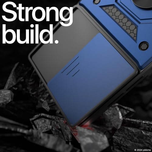 Image of Outlouders Back Cover for Motorola Moto Edge 50 Fusion 5G | D10 Tough Armor 360 Protection Case with Sliding Camera Shield & Ring Holder Stand Bumper Case (Blue)