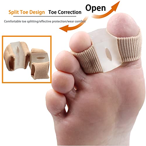 Image of WUTAIN Toe Straightener-Soft and Skin Friendly Hammertoe Corrector, Double Orifice Design Big Toe Separator, Relieve Foot Pain, Suitable for Overlapping, Hallux Valgus, Hammer Toe（1pair Brown）