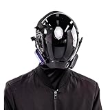 Obelunrp Cyber ​​Mask Halloween Punk Casque Masque avec Lumière LED Techwear Cyber ​​Futuriste Gothique Cosplay Halloween Costume Accessoires, Utilisation IntéRieure