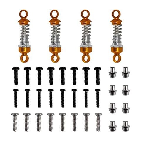 Abendor 4PCs Aluminum Adjustable Soft and Hard Shock Absorber RC Car Upgrade Modified Parts for WLtoys 1/28 RC Car K969 K989 K999 P929 4WD Short Course Drift Car (Gold) Cover