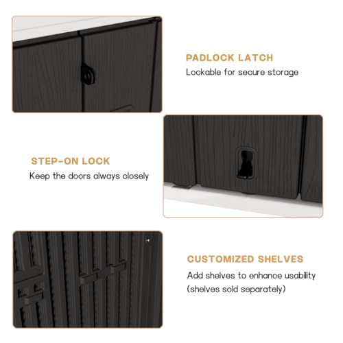 Image of KINYING Outdoor Storage Shed,57 Cu.ft Vertical Outdoor Storage Cabinet Waterproof, Outdoor Resin Tool Shed for Patio Furniture, Garden Tools, Pool Accessories, Lawn Mower(Black Color)