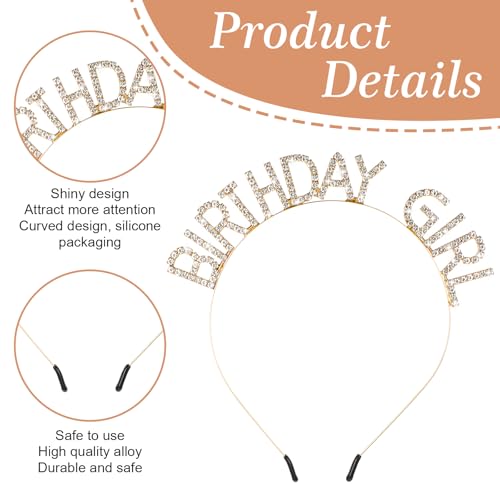 Geburtstag Kronen Mädchen Stirnband, Haarreif Birthday Glitzerndes Strass Haarband, Bling Haarschmuck für Frauen und Mädchen, Party Dekorationen, Geburtstags Kopfschmuck (Gold)