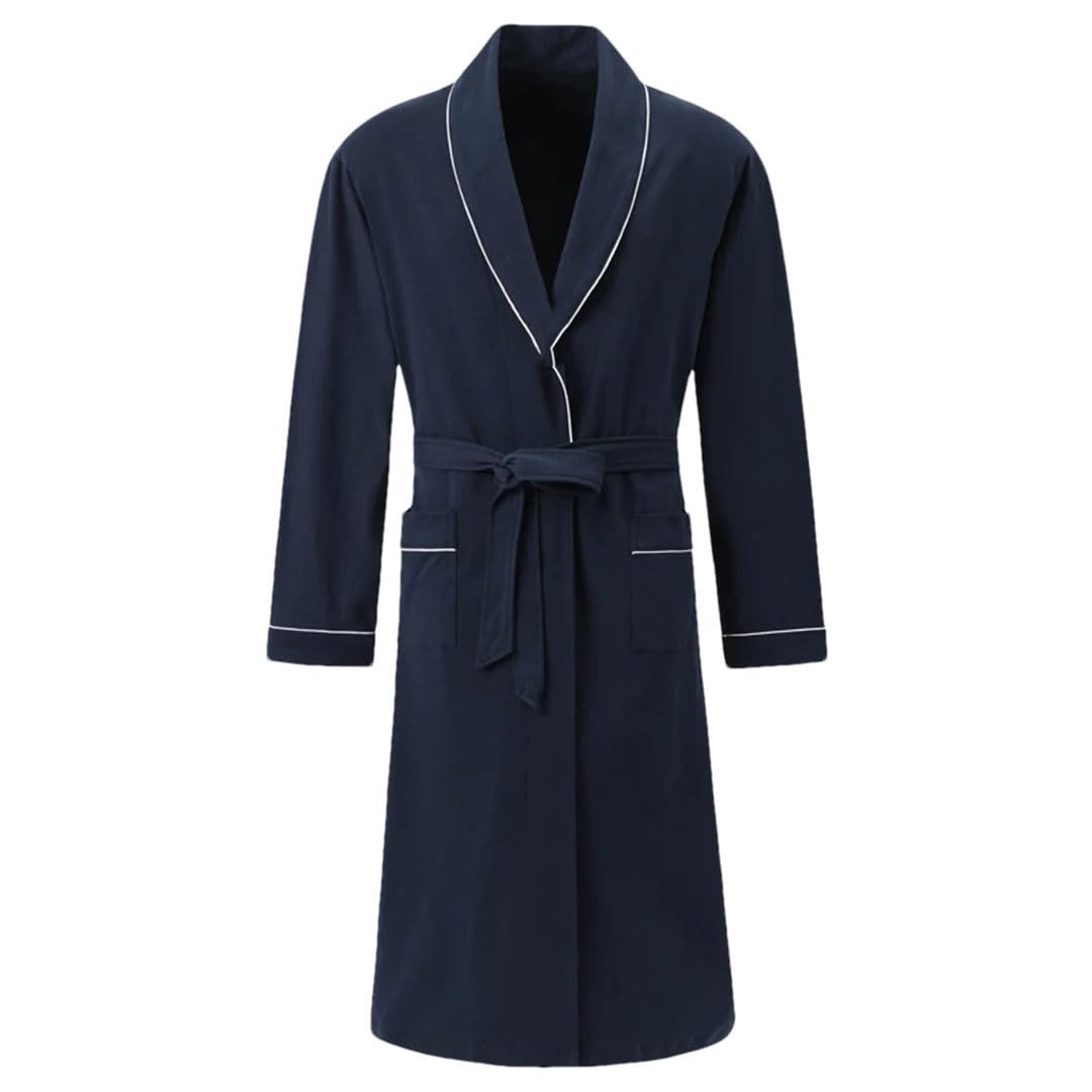 Hgvcfcv Vestaglie da uomo in cotone Grandi Cantieri Accappatoi Mattina Casa Cappotto Medio Lungo Primavera Camicia da notte, 7, XXL