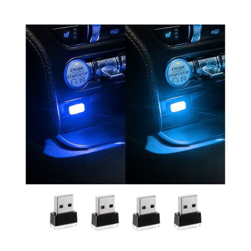 Augeny 4 PCS USB LED Car Interior Atmosphere Lamp, Plug-in USB Decor Night Light, Portable Auto...