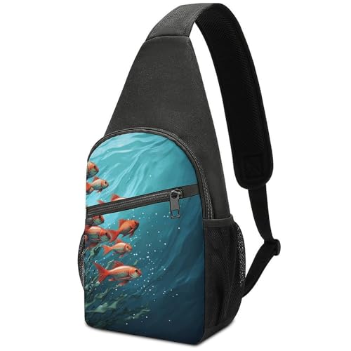 Bolso tipo sling para pecho Fish Aquarium para hombres y mujeres