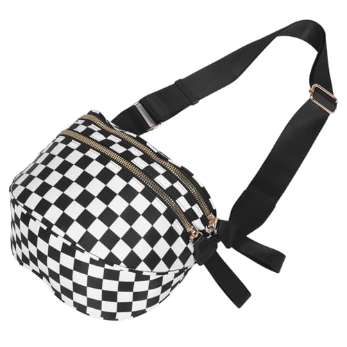 Sac banane à carreaux géométriques noirs et blancs élégance moderne