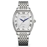 Rotary Herren-Armbanduhr, automatisch, Edelstahl, weißes Zifferblatt, 50 m