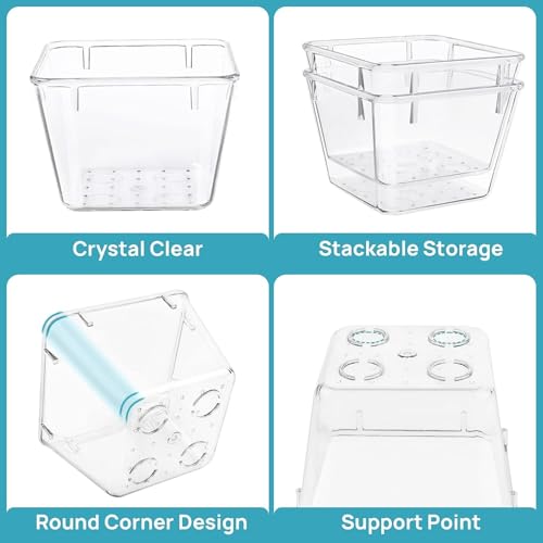 Image of Clear Plastic Drawer Organizers Set, 4-Size Versatile Bathroom and Vanity Drawer Organizer Trays, Storage Bins for Makeup, Bedroom, Kitchen Gadgets Utensils and Office (15 PC SET)