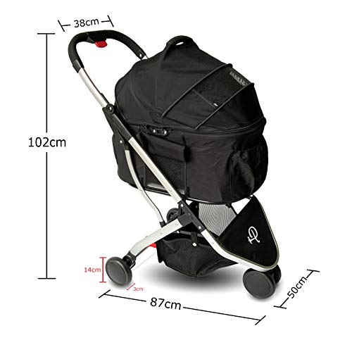 Petique ST09020000 Newport | 3-in-1-Luxusreisesystem | Haustier-Buggy | abnehmbare Tragetasche | Autositz | Hundewagen | Hundebuggy | Für Haustiere bis zu 15,5 kg | Innenraum 60 x 35 x 50 cm, 7.6 kg