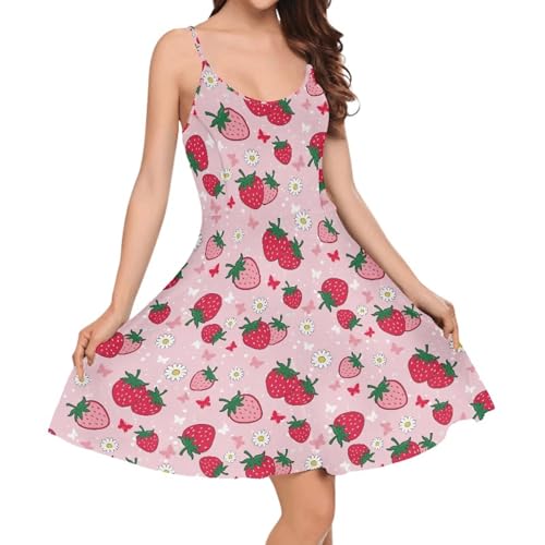 Image of Biyejit Women Casual Loose Dress Strap Long Summer Beach Swing Dress