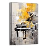 LURENCZH Music Canvas Wall Art Watercolor Piano Picture Prints Abstract Musical Instrument Paintings for Concert Hall Office Decor Framed(Music-1,12.00' x 18.00')