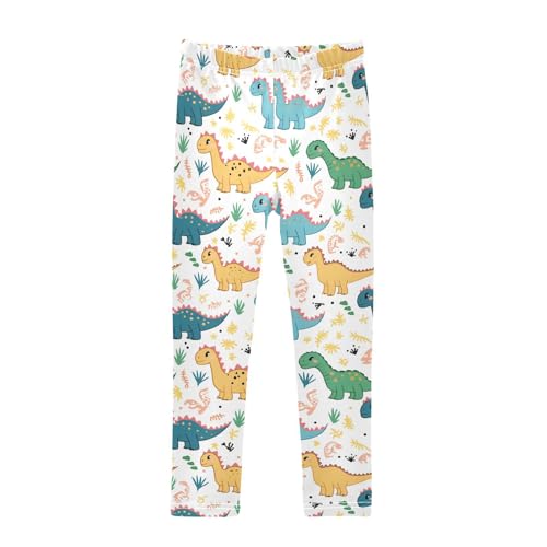 Wusikd Cute Dinosaurs Girls' Leggings Toddler Doodles Kids Yoga Pants Dance Active Tights 4T
