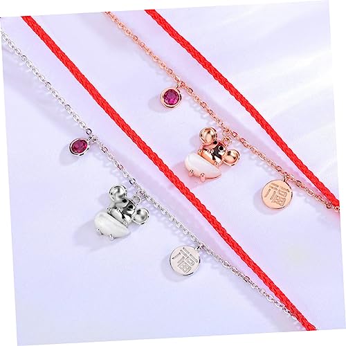 Joyería tejida a mano con cuerda de plata elegante para mujer 4