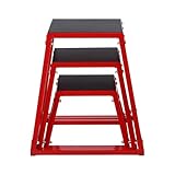 MegaChoice Plyometric Jump Box Set, 12/18/24Inch Heavy Duty Steel Plyo Box, Anti-Slip Jump Trainers Perfect for Home Gym Training