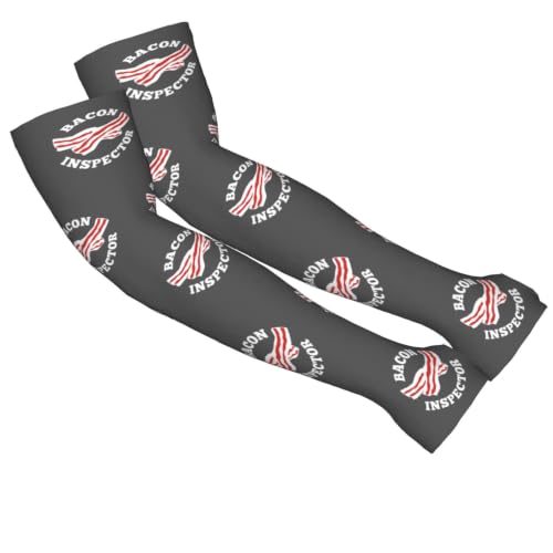 ZYASFEY Bacon Inspector Arm Sleeves for Men and Women - UV Sun Protection Cooling Compression - Tattoo Cover Up Sleeve for Daily Wear & Work