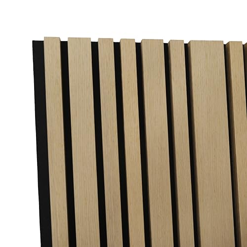 MasquePack - Panel Acústico Decorativo 240x60 cm - Madera Roble Natural con lamas Irregulares y Fieltro Negro, Diseño Moderno (Madera Roble Irregular/Fieltro Negro, Set x1-240x60)