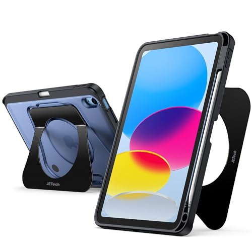 JETech Custodia Cavalletto per iPad (A16) 11a/10a Generazione (2025/2022) con Portapenne, Cover Antiurto Sottile, Retro Smerigliato Traslucido, Supporto Multi-Angolo Regolabile e Robusto (Nero)