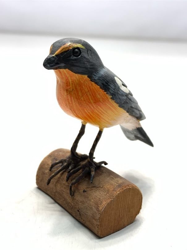 Amazon.co.jp: ジュウビタキバードカービング野鳥彫刻木彫りの野鳥置物 