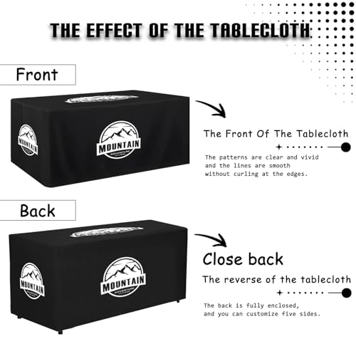 Customized Table Cloth with Logo 4FT 5FT 6 FT 8 FT Table for Business Tradeshow Events Birthday Wedding Anniversary Tradeshow Custom Table Cloth Personalized TableCloth with Logo (Closed Back 5 FT)