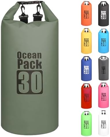 10L Bolsa Estanca,Verde Salvia Bolsa Impermeable Bolsa Seca Mochila Estanca con Correa de Hombro Ajustable,2L/5L/10L/15L/20L/25/30L Dry Bag para Camping,Pesca,Rafting,Ciclismo
