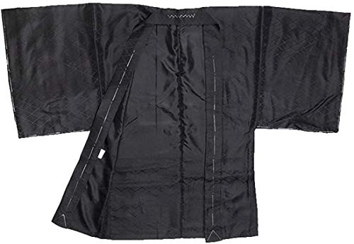 Kyoetsu Men's Japanese Kimono Haori Hakama 3 Piece Set With Kamon Family Crest (X-Large, Black(Without Kamon)) #TOP6