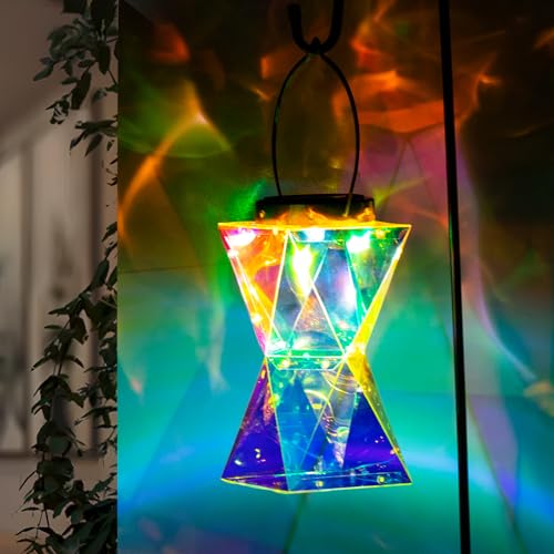 Crystal Solar Lanterns–Lithium Battery Powered Ultra Bright Decorative Hanging/Tabletop Garden Lights Outdoor Decor for Outdoor Garden, Patio,Yard,Fence,Housewarming Gifts-Geometric