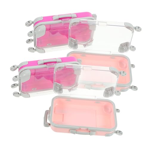 NUOBESTY 4個ミニスーツケース型 アイラッシュ収納ボックス 軽量ポータブル 化粧品整理ケース 透明カバー付き 旅行用メイクオーガナイザー コ