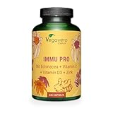 Immunsystem Komplex Vegavero | Mit Echinacea, Vitamin C, Vitamin D3, Selen, Ingwer und Zink | 240 Kapseln | Abwehrkräfte stärken* | Vegan