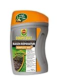 COMPO SAAT Rasen Reparatur Komplett-Mix+, Rasensaat, Keimsubstrat, Langzeit-Rasendünger und Bodenaktivator, 1,2 kg, 6 m²