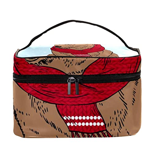 Trousse de toilette femme ours Noël pour éviter les fuites de cosmétiques dans la valise
