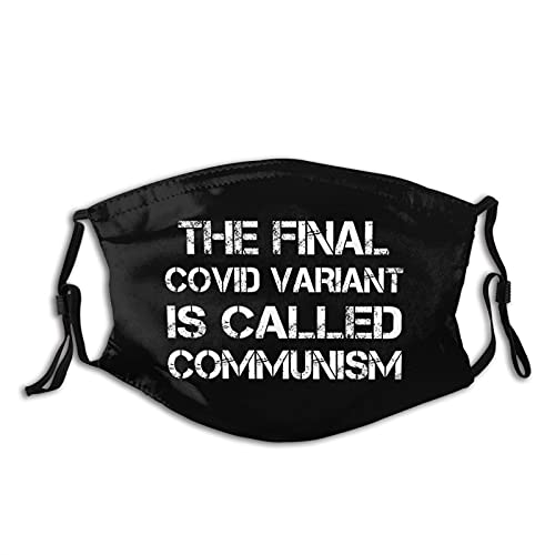 The Final Co-Vid Variant is Called Communism Face Mask Washable Reusable Black Funny Anime Balaclava with Pockets Outdoor for Men Women Teens