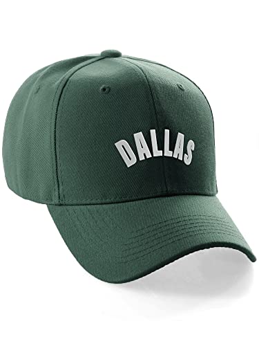 Daxton USA Cities States Baseball Hat Cap Arch Letters, Dallas Hunter White