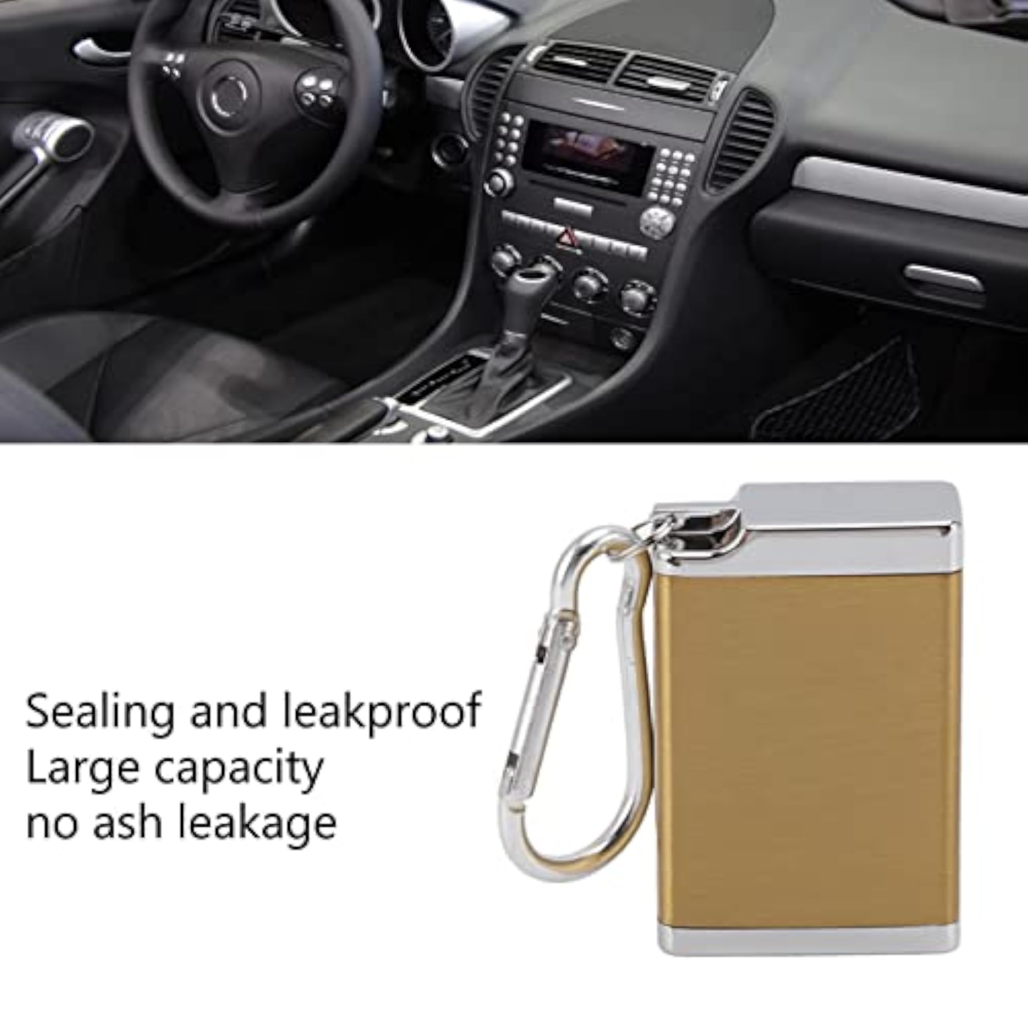 Gold Portable Mini Ashtray Keychain, Modern Gift