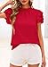 KIRUNDO Blouses for Women Dressy Casual 2026 Spring Summer Ruffle Short Sleeve Mock Neck Work Shirts Tops Fashion Clothing(Red, Medium)