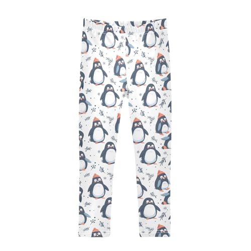 Cute Penguins Seamless Girls Leggings Kids Yoga Pants Athletic Tights Pants 4-10 Years