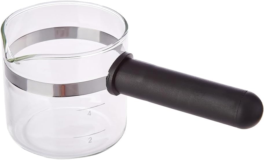 Anakel Home Replacement Universal Coffee Jug with Long Plastic Handle 8.5cm High and 8.6cm Diameter Coffee Jug for 4-6 Cups Black Glass and Plastic