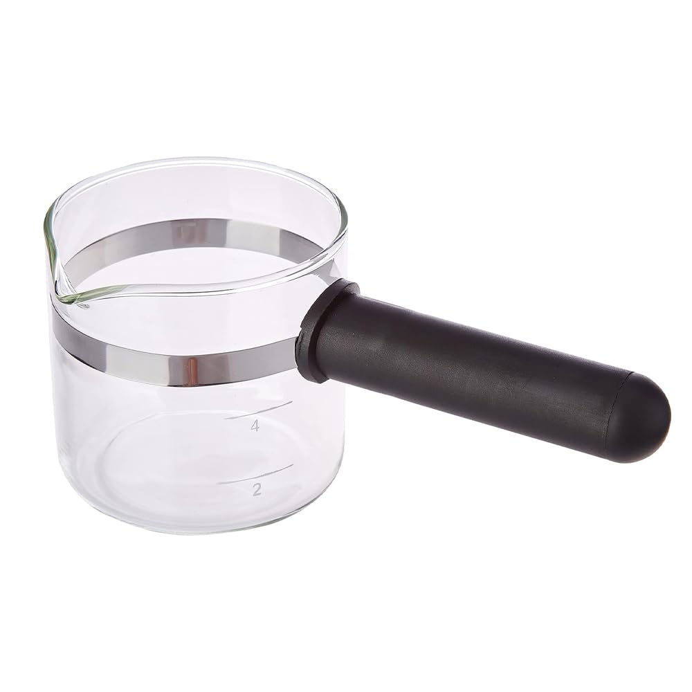 ANAKEL HOMEReplacement Universal Coffee Jug with Long Plastic Handle 8.5cm High and 8.6cm Diameter Coffee Jug for 4-6 Cups Black Glass and Plastic