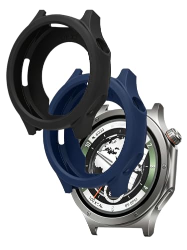 FJIASTB OnePlus Watch 4スマートウォッチ用ケース(ブラック+ブルー 2個パック)